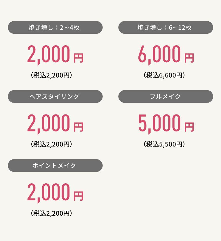 証明写真オプション価格