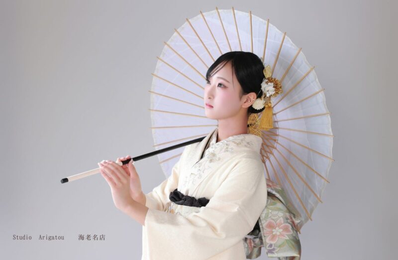 傘をもった振袖撮影写真