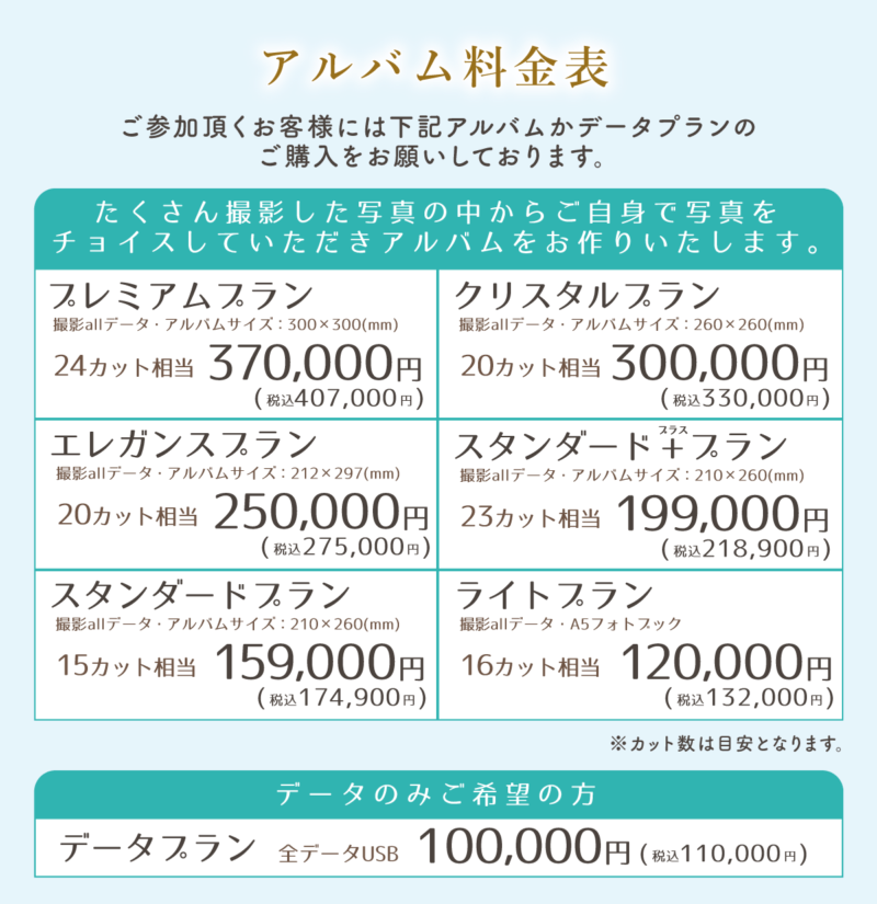 アルバム料金表