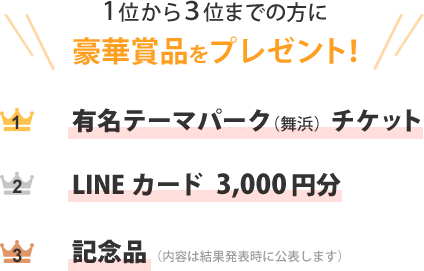 1位から3位までの方に豪華賞品をプレゼント！